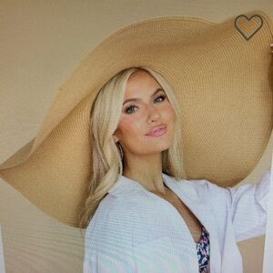 Red dress oversized hat